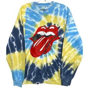 The Rolling Stones Tie Dye Sweatshirt Womens M Retro Festival Hippie Punk Rock